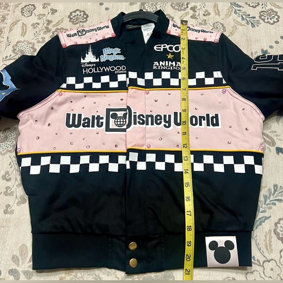 Her Universe Walt Disney World Bomber Pink & Black Racing Jacket XS - Picture 9 of 13